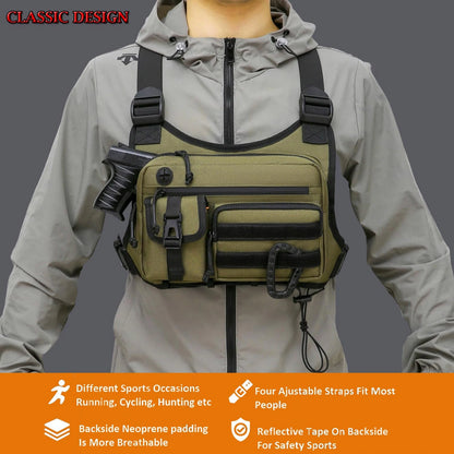 Tactical Chest Bag for Men and Women Running Chest Bag Vest EDC Waterproof Anti-Theft Chest Pack Rig Outdoor Sports & Workouts