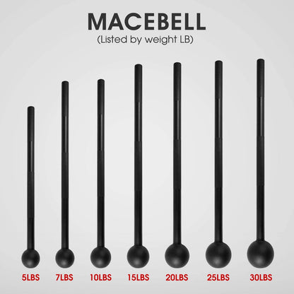 Steel Mace Bell for Strength Training, Shoulder, Grips & Forearms Workouts - Weight Available: 5, 7, 10, 15, 20, 25, 30 Lbs
