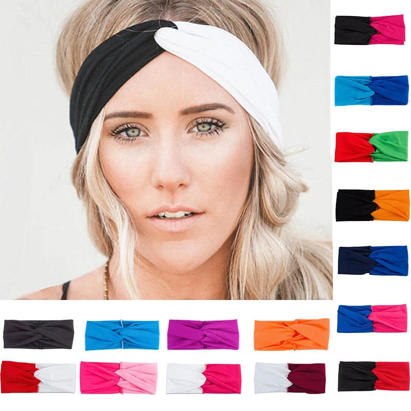 Women'S Headband Fashion Color Block Twist Stretch Headbands Ladies Sports Yoga Towel Color Headbands for Women Mosaic Leopard