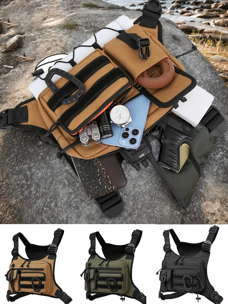 Tactical Chest Bag for Men and Women Running Chest Bag Vest EDC Waterproof Anti-Theft Chest Pack Rig Outdoor Sports & Workouts