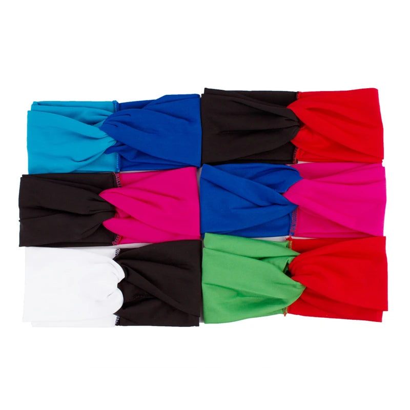 Women'S Headband Fashion Color Block Twist Stretch Headbands Ladies Sports Yoga Towel Color Headbands for Women Mosaic Leopard