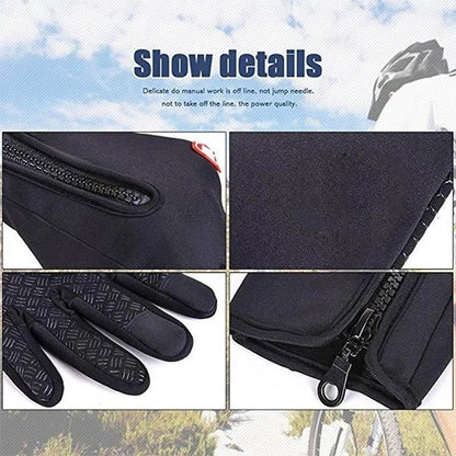 Winter Gloves for Men Waterproof Windproof Cold Gloves Snowboard Motorcycle Riding Driving Warm Touchscreen Zipper Glove