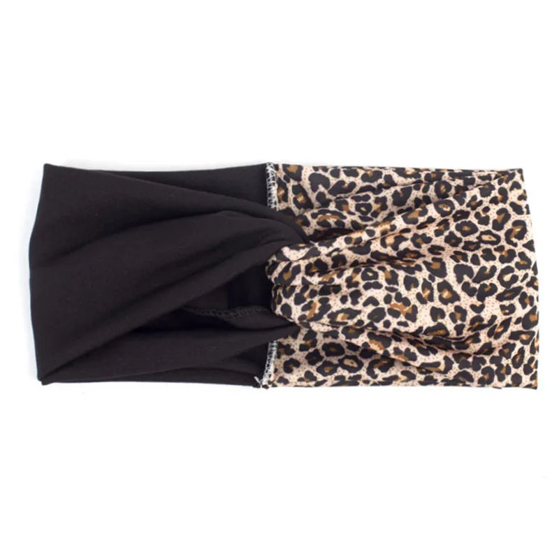 Women'S Headband Fashion Color Block Twist Stretch Headbands Ladies Sports Yoga Towel Color Headbands for Women Mosaic Leopard