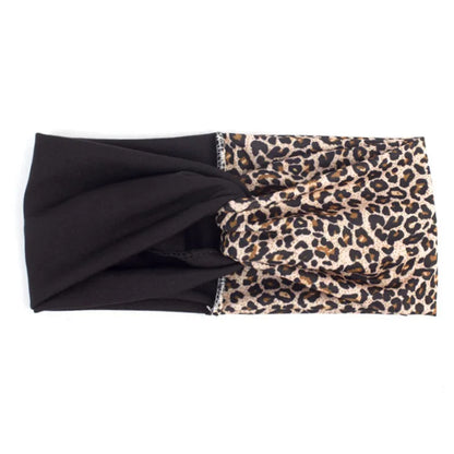 Women'S Headband Fashion Color Block Twist Stretch Headbands Ladies Sports Yoga Towel Color Headbands for Women Mosaic Leopard