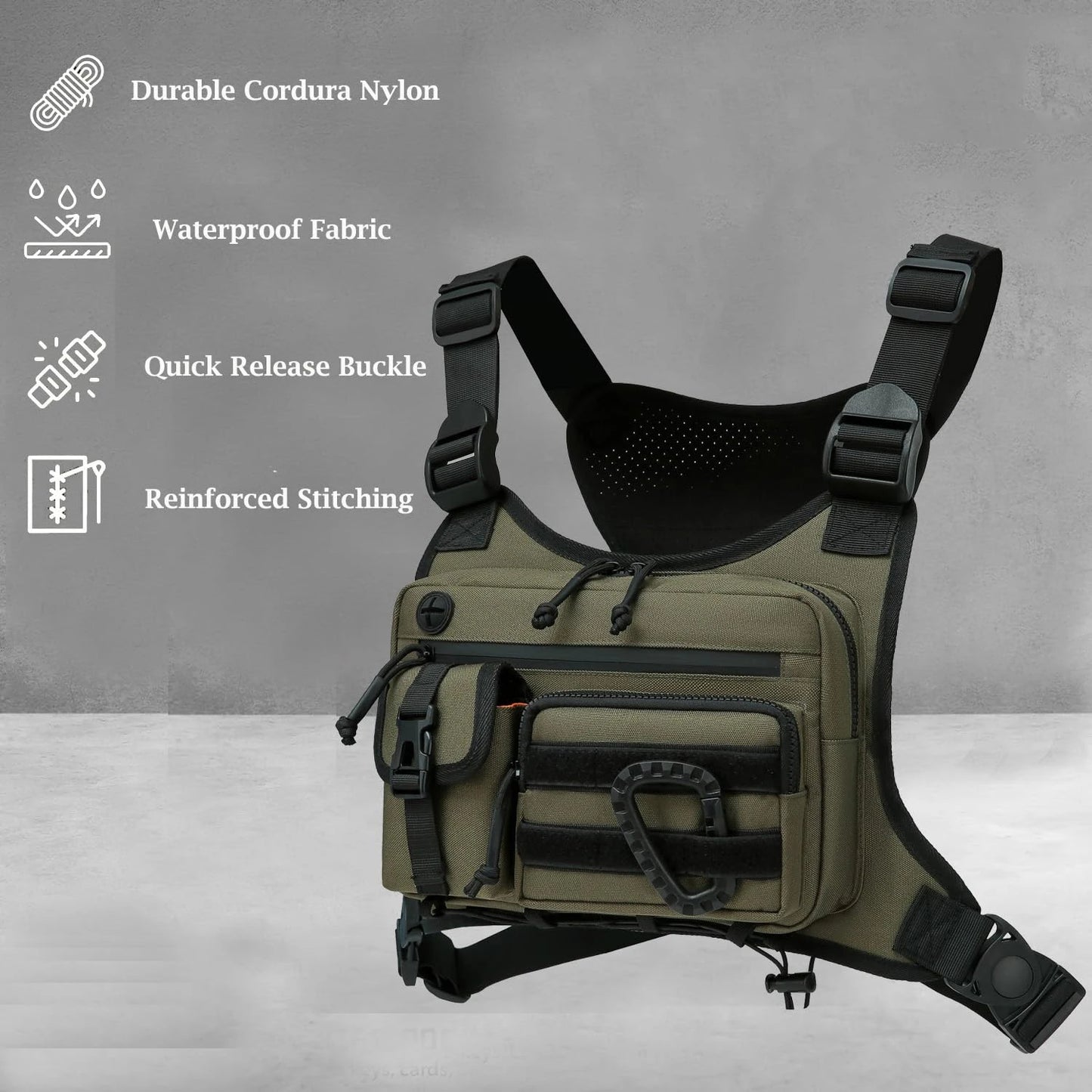 Tactical Chest Bag for Men and Women Running Chest Bag Vest EDC Waterproof Anti-Theft Chest Pack Rig Outdoor Sports & Workouts