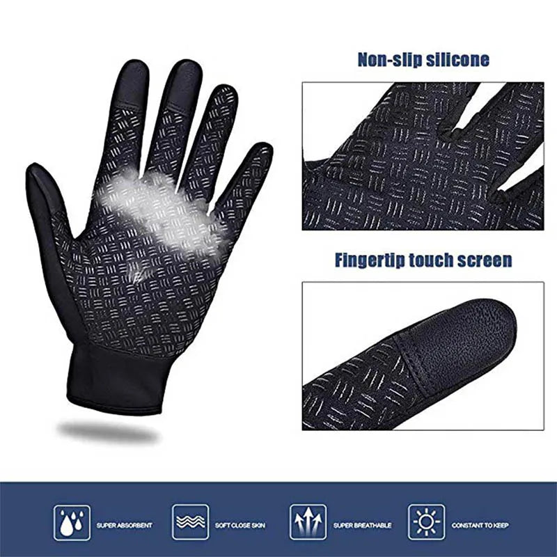 Winter Gloves for Men Waterproof Windproof Cold Gloves Snowboard Motorcycle Riding Driving Warm Touchscreen Zipper Glove