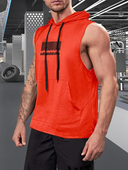 Graphic Drawstring Hooded Sweat Activated Sports Top