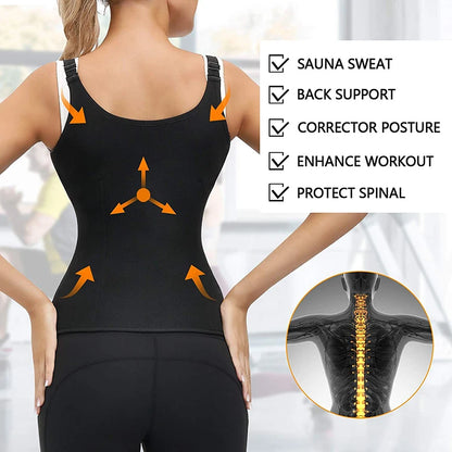 Women Waist Trainer Corset Zipper Vest Body Shaper Cincher Shapewear Slimming Belt Sports Girdle Neoprene Sauna Tank Top