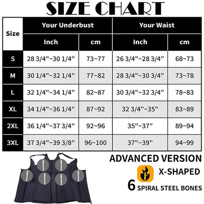 Women Waist Trainer Corset Zipper Vest Body Shaper Cincher Shapewear Slimming Belt Sports Girdle Neoprene Sauna Tank Top