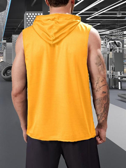 Graphic Drawstring Hooded Sweat Activated Sports Top